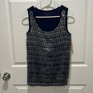 Navy blue tank with clear sequins on the front!  New - with tags!